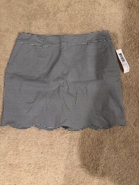 Tribal Black and White Gingham Scallop Hem Women's Skort NWT